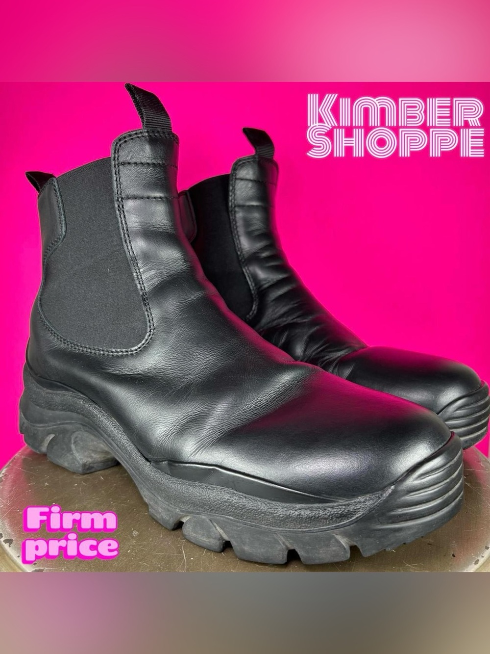 John Elliott Caldera Black Leather Chunky Sole Chelsea Boot EU 41 UK 7 US 8
